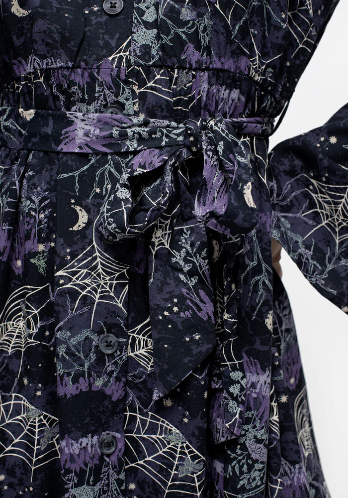 Vestido Midi con Estampado de Telaraña y Setos