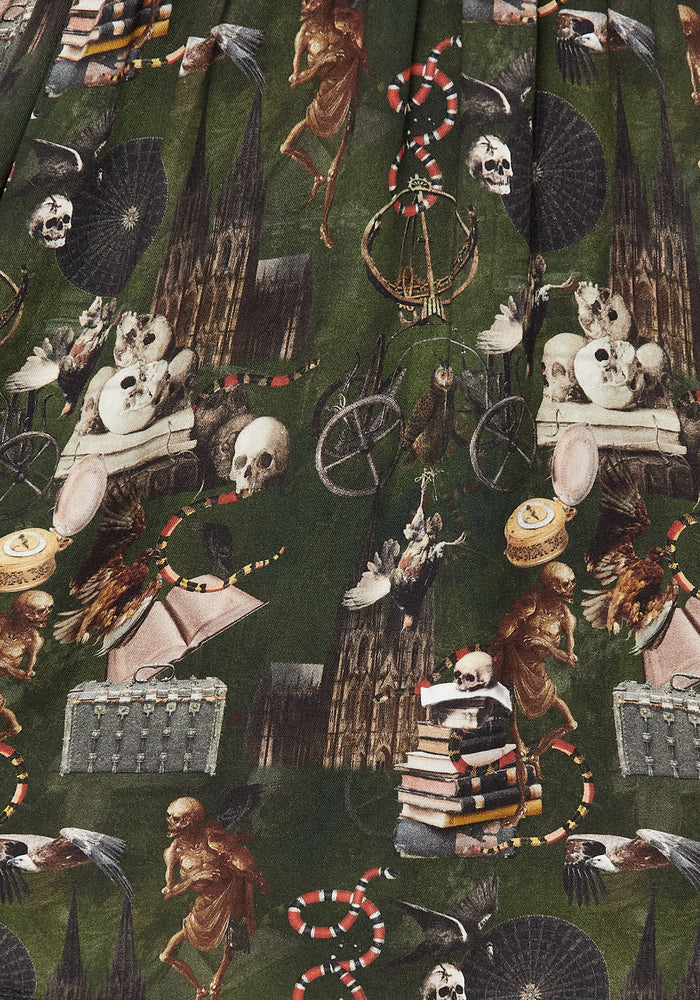 Vestido Mini con Estampado Inspirado en Dark Academia