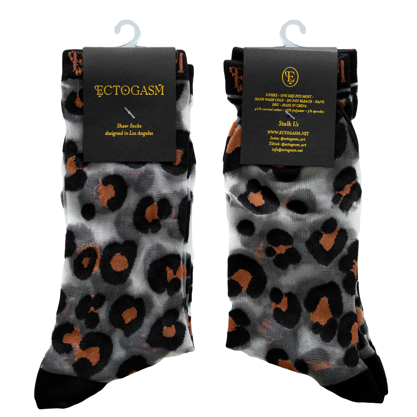 Calcetines transparentes con estampado de leopardo