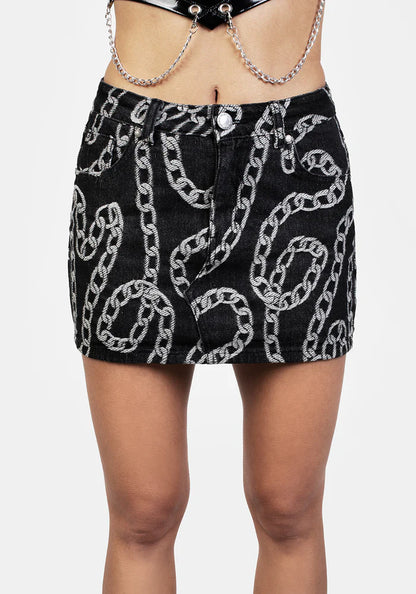 Mini Falda con Estampado de Cadenas