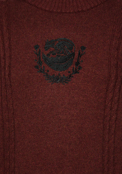 Jersey de punto trenzado con bordado de zorro