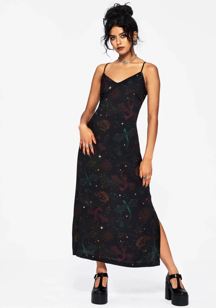 Vestido Midi con estampado de dragones