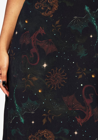 Vestido Midi con estampado de dragones