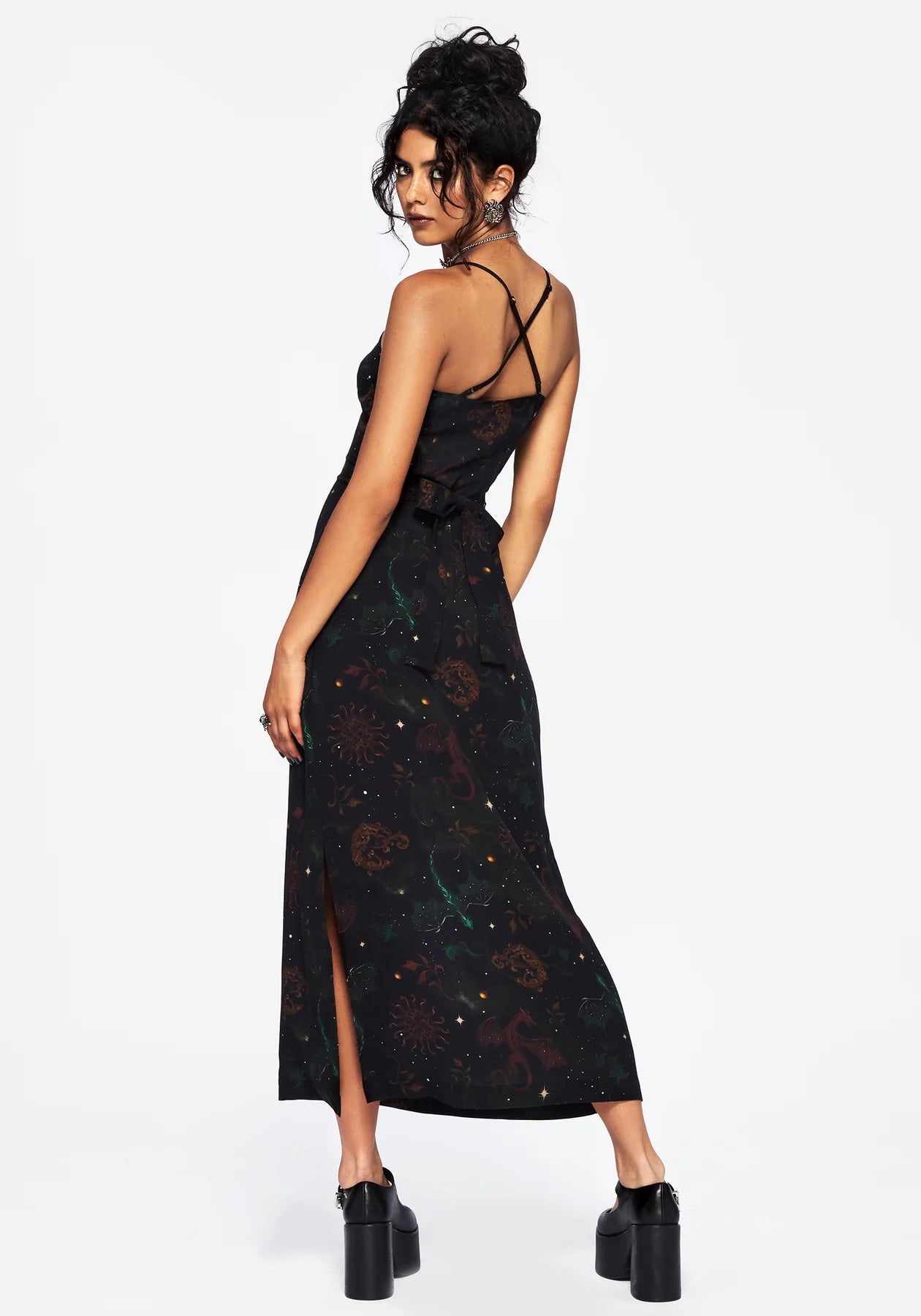 Vestido Midi con estampado de dragones