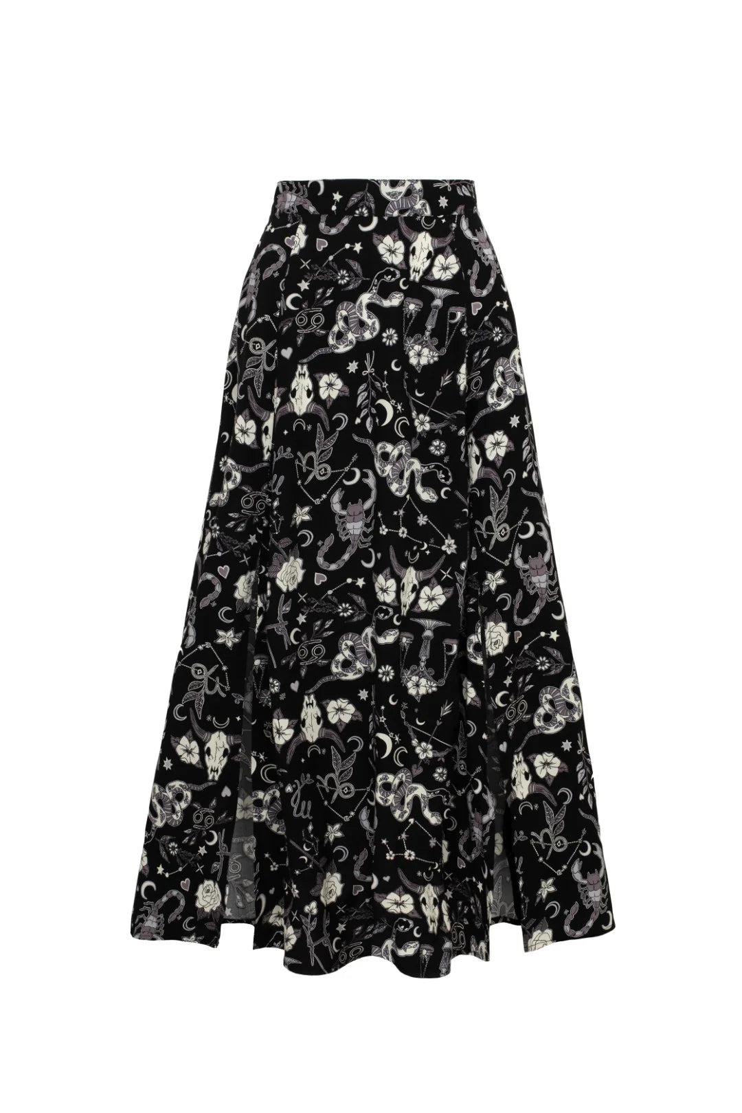 Falda Midi con Estampado de Signos Zodiacales