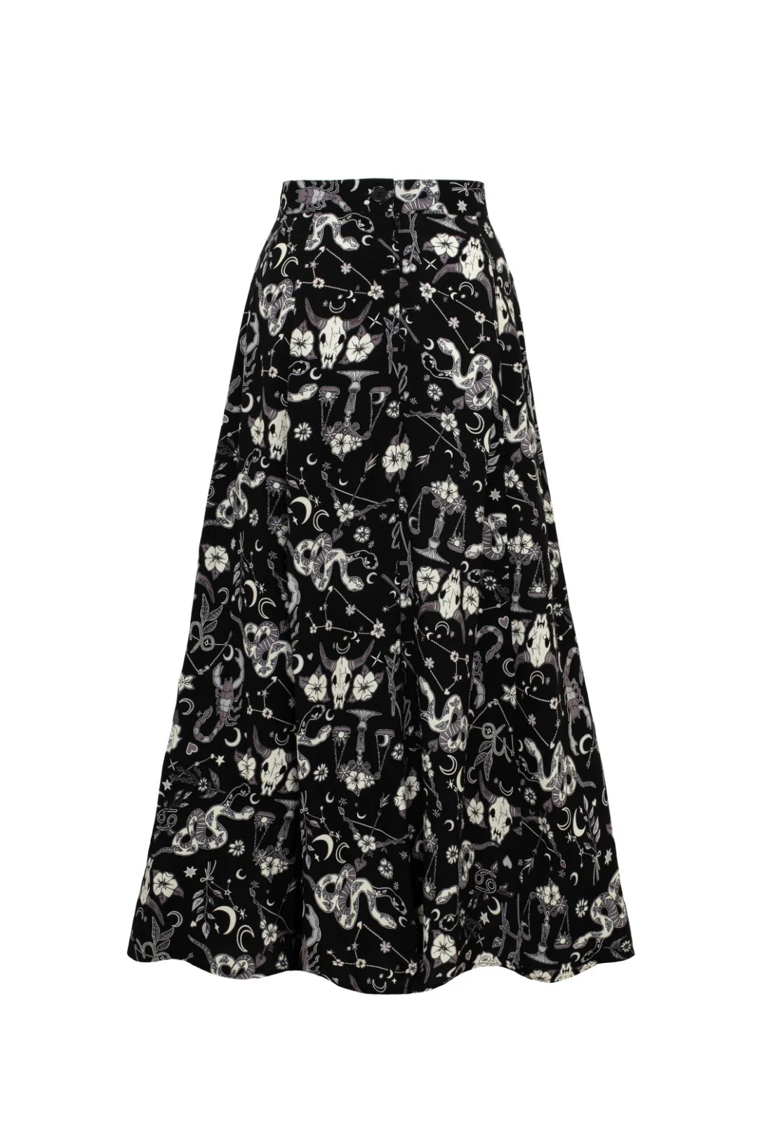Falda Midi con Estampado de Signos Zodiacales