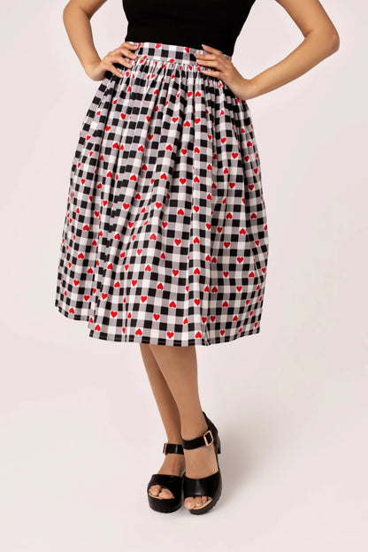 Falda con estampado de corazones