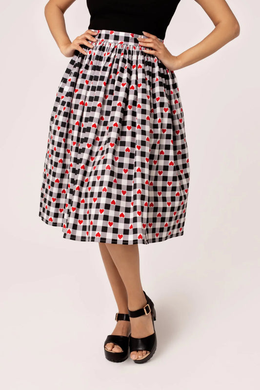 Falda con estampado de corazones