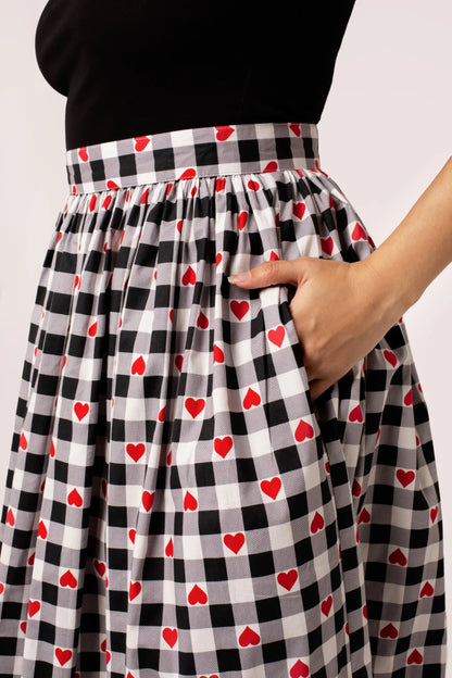 Falda con estampado de corazones