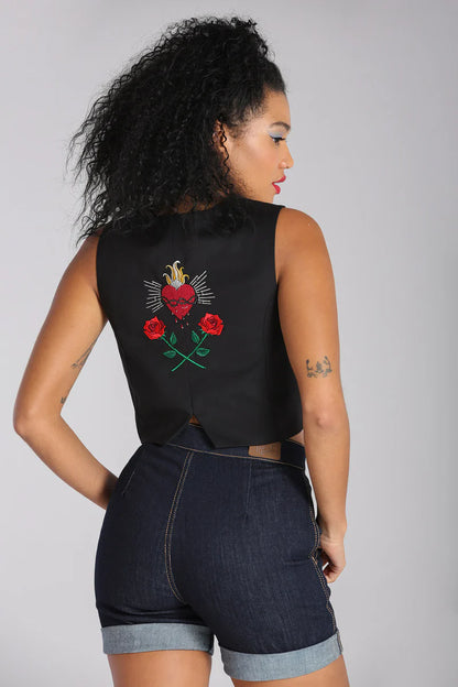 Chaleco negro con bordado