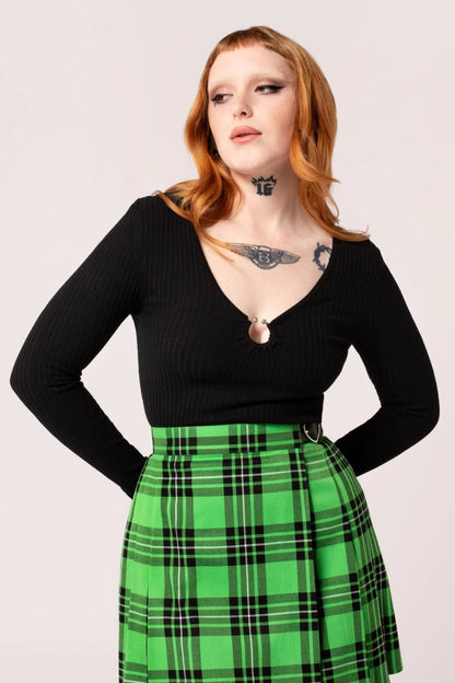 Top negro manga larga