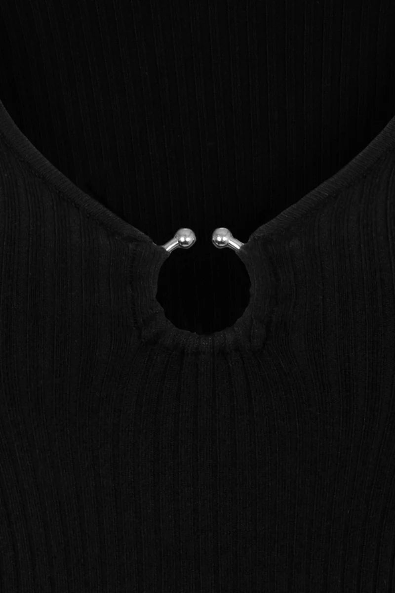 Top negro manga larga