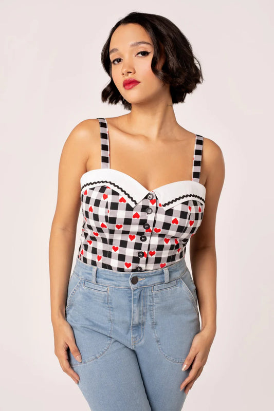 Top con estampado de corazones