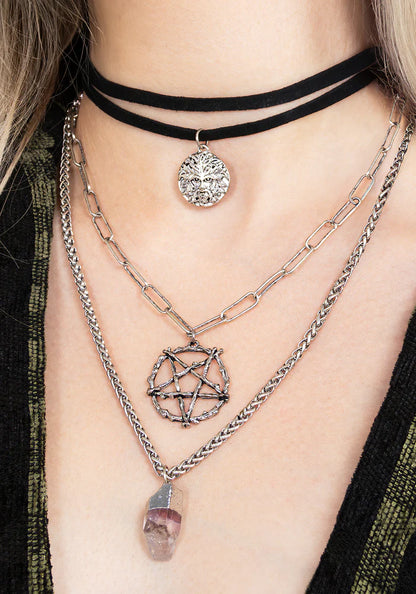Collar de 3 Capas Pentagrama y Cristal