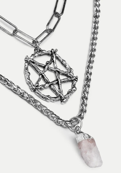 Collar de 3 Capas Pentagrama y Cristal