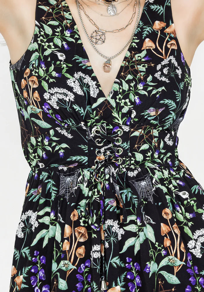 Vestido Midi con Simulación de Corset Frontal