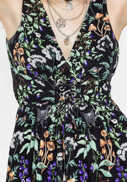 Vestido Midi con Simulación de Corset Frontal