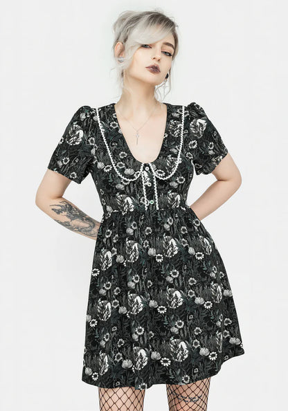 Vestido Mini con Estampado Lunar Floral