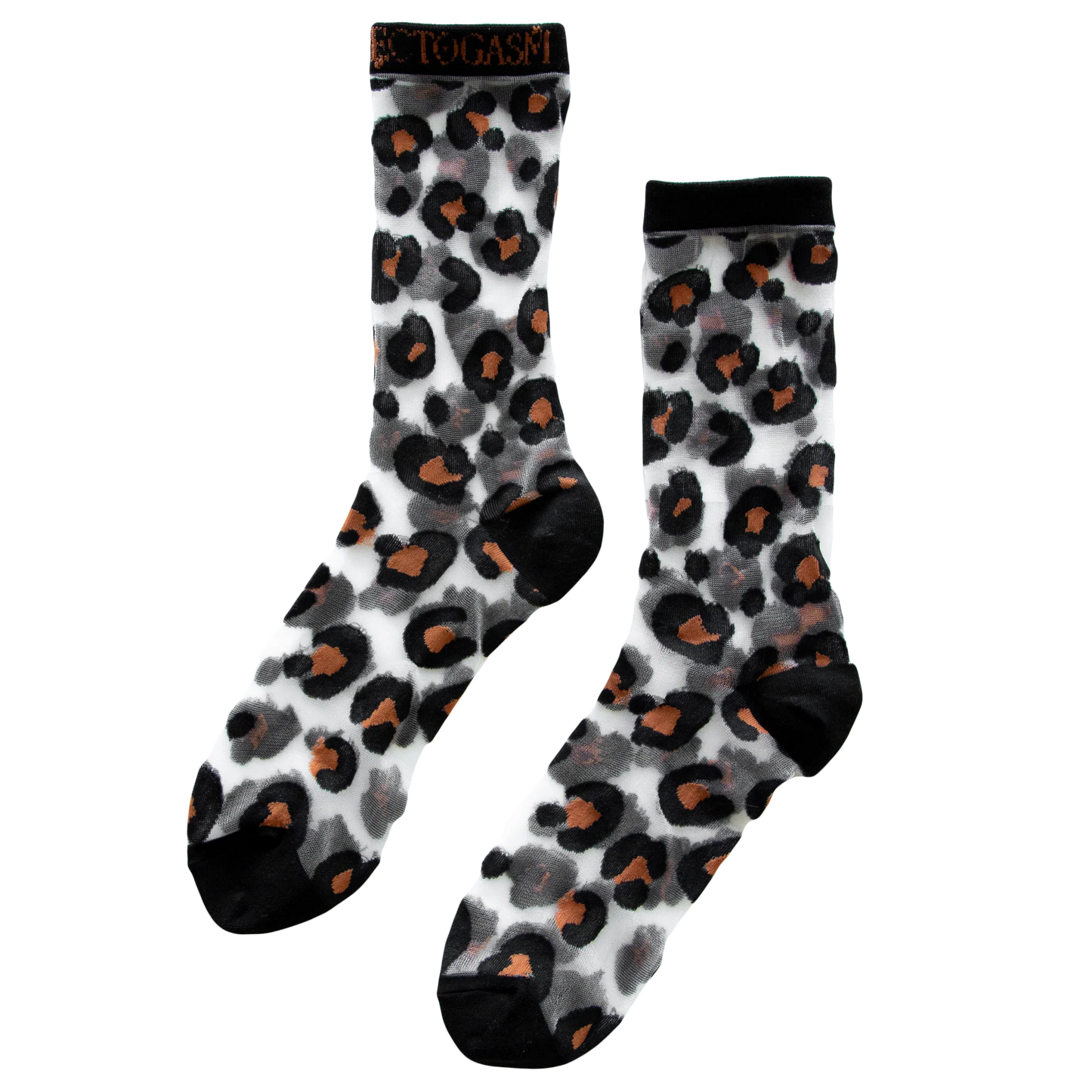 Calcetines transparentes con estampado de leopardo