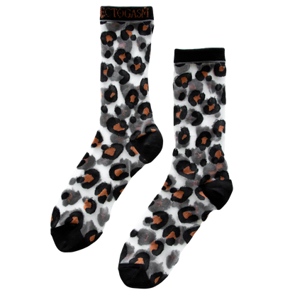 Calcetines transparentes con estampado de leopardo