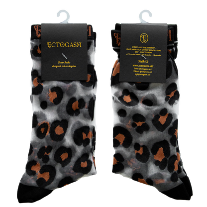 Calcetines transparentes con estampado de leopardo