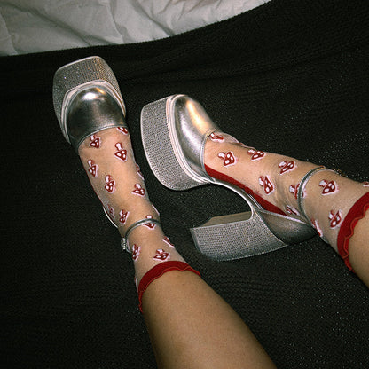 Calcetines transparentes con forma de seta