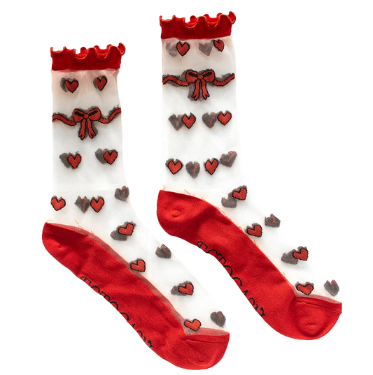 Calcetines corazones transparentes